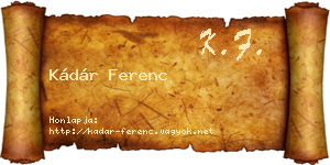 Kádár Ferenc névjegykártya