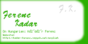 ferenc kadar business card